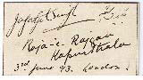 Autograph od HH Maharajah Jagatjit Singh of Kapurthala, 1893